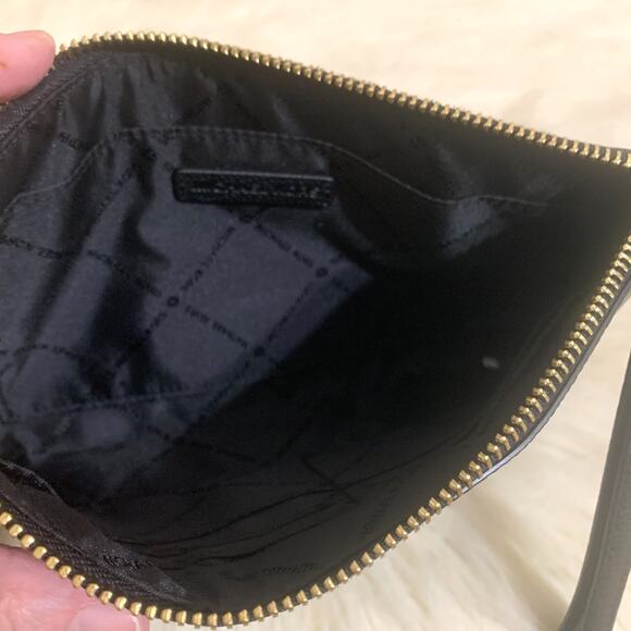 MICHAEL KORS Large 10" Black Pebbled Leather FLAT Pouch Wristlet Clutch - Picture 8 of 12